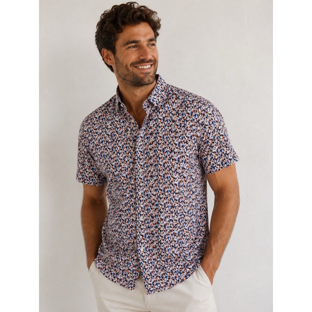 NWT Robert Graham‎ short-sleeve button-down shirt Sail-Away Boat Pattern 2XL